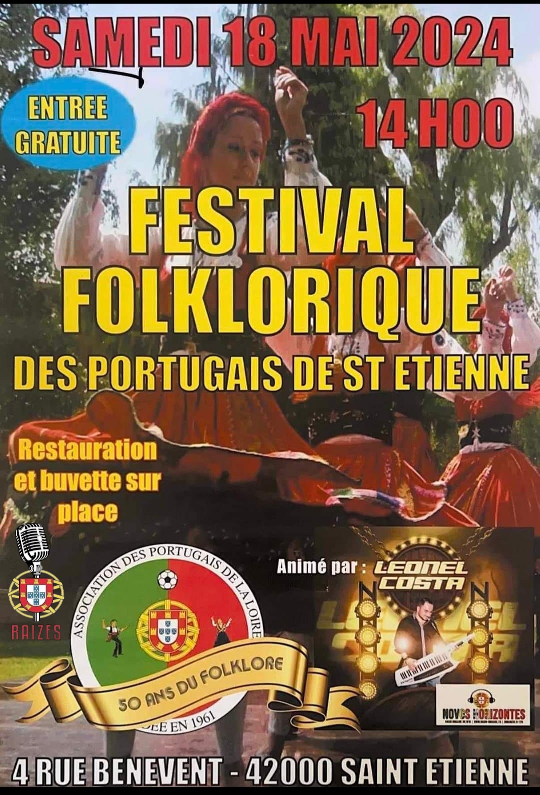Festival  - 50 anos do grupo folclórico - Les Portugais de la Loire Saint Étienne- 18/05/2024 - 14h