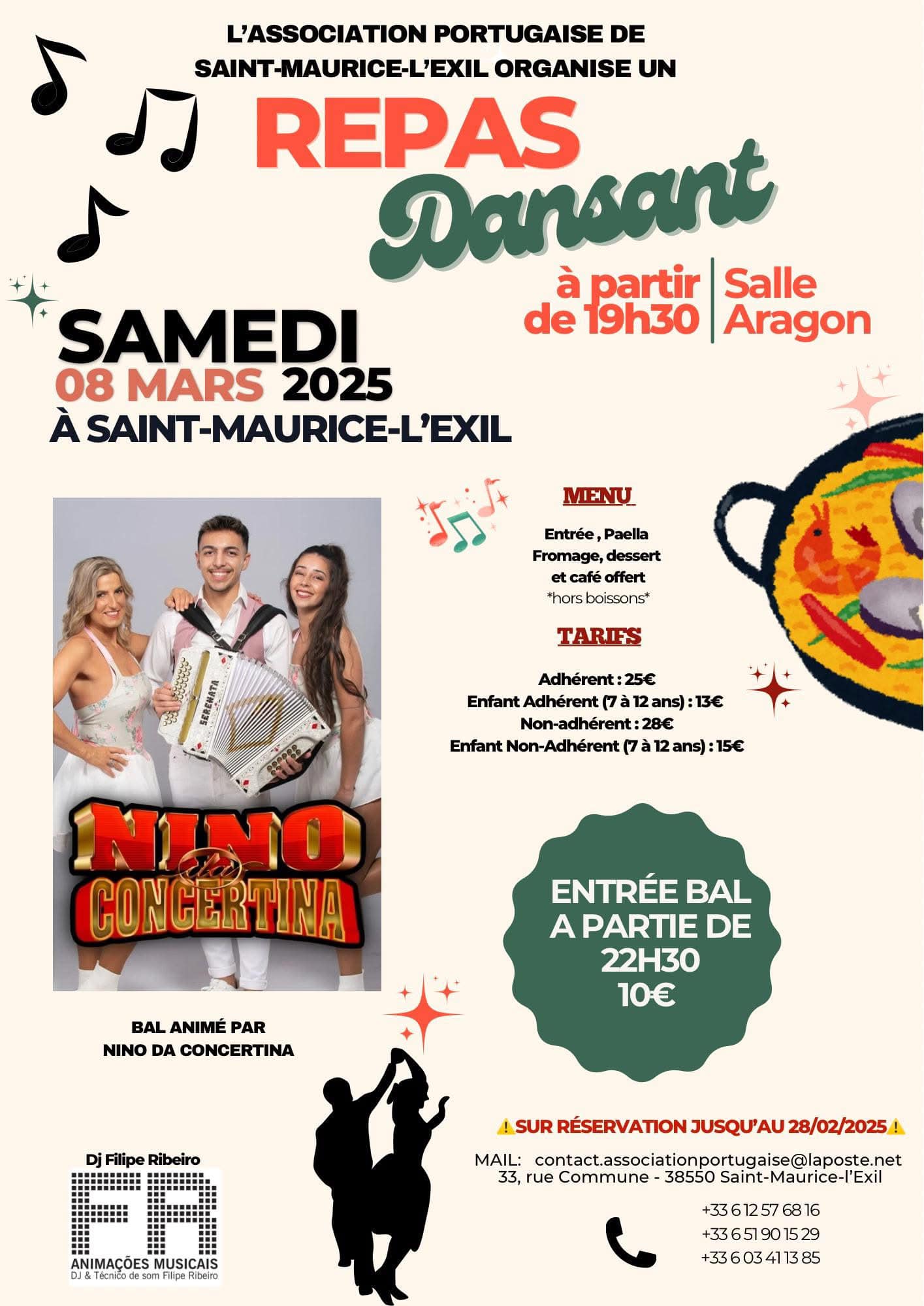 REPAS DANSANT - ST MAURICE DE L EXIL - 8/03 - NINO DA CONCERTINA
